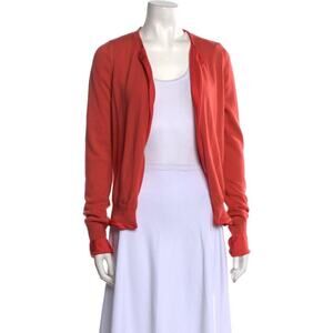 Bottega Veneta Cashmere Silk Salmon Coral Open Front Sweater Cardigan IT 42 US 6